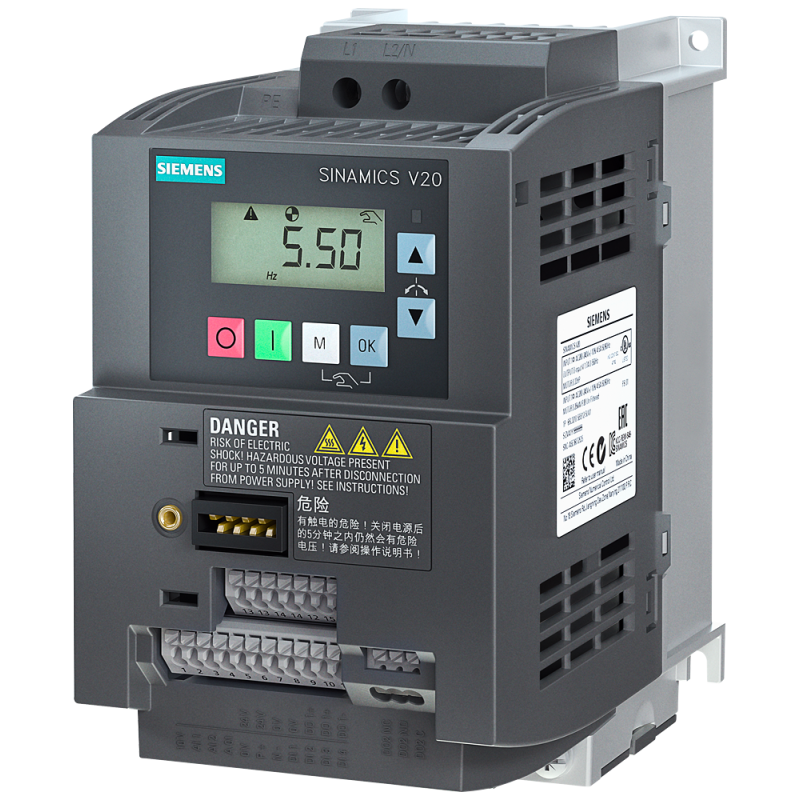 Частотный преобразователь 1,1кВт, 230В, 6А, Siemens - 6SL3210-5BB21-1UV1, Серии SINAMICS V20