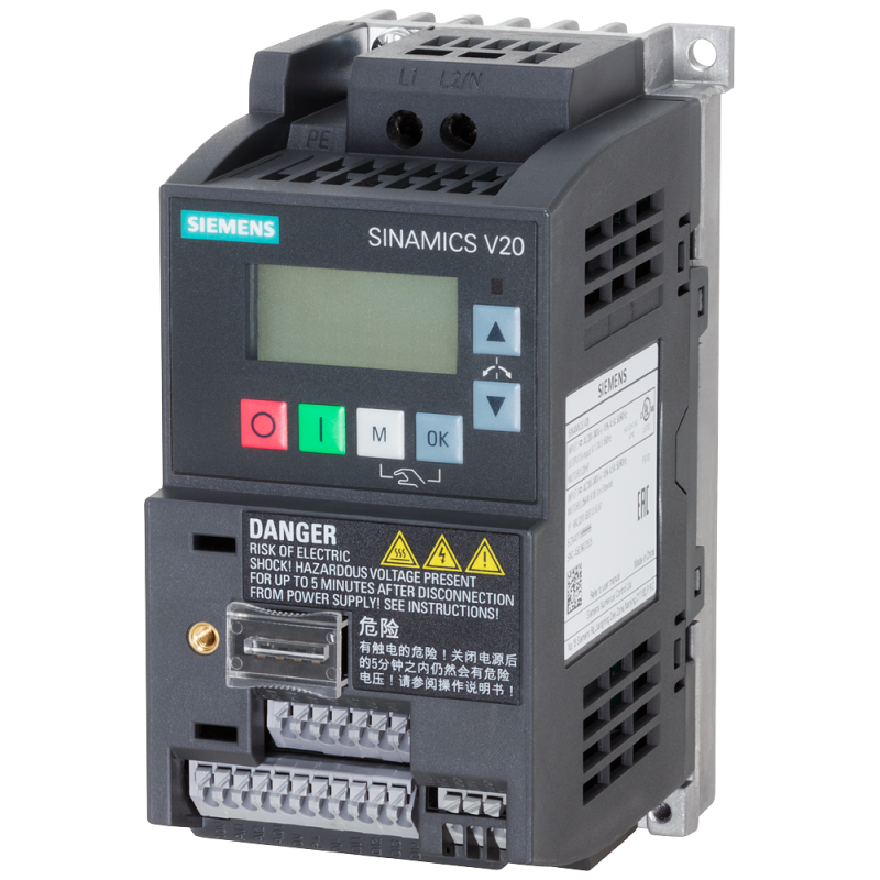 Частотный преобразователь 0,12кВт, 230В, 0,9А, Siemens - 6SL3210-5BB11-2UV1, Серии SINAMICS V20