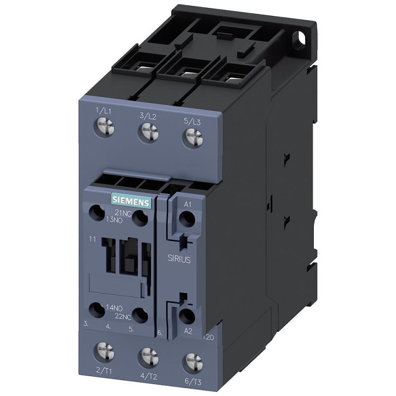 Siemens Контактор, 3-ПОЛ  18.5КВТ/АС3/400В, Блок-Контакты 1НО+1НЗ 3RT20351AP00
