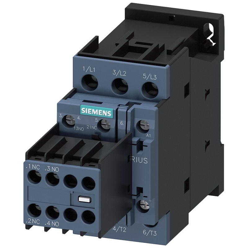 Siemens Контактор, 3 ПОЛ  AC-3, 11КВТ/400В, Блок-Контакты 2НО+2НЗ 3RT20261AP04
