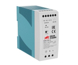 Источник питания MDR-100-12, на выходе 12 В DC, 7,5A, 100 Вт. Входное 85-264 В AC (120-370 В DC)