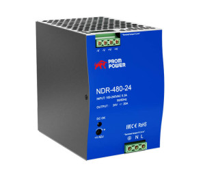 Источник питания NDR-480-24, на выходе 24 В DC, 20 А, 480 Вт. Входное 85-264 В AC (120-370 В DC)