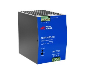 Источник питания NDR-480-48, на выходе 48 В DC, 10 А, 480 Вт. Входное 85-264 В AC (120-370 В DC)