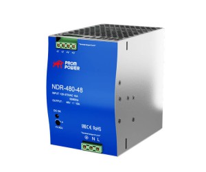 Источник питания NDR-480-48, на выходе 48 В DC, 10 А, 480 Вт. Входное 85-264 В AC (120-370 В DC)
