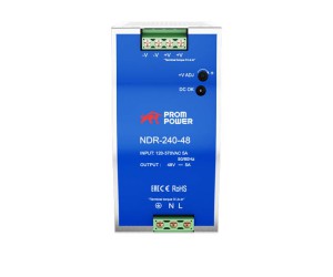 Источник питания NDR-240-48, на выходе 48 В DC, 5 А, 240 Вт. Входное 85-264 В AC (120-370 В DC)