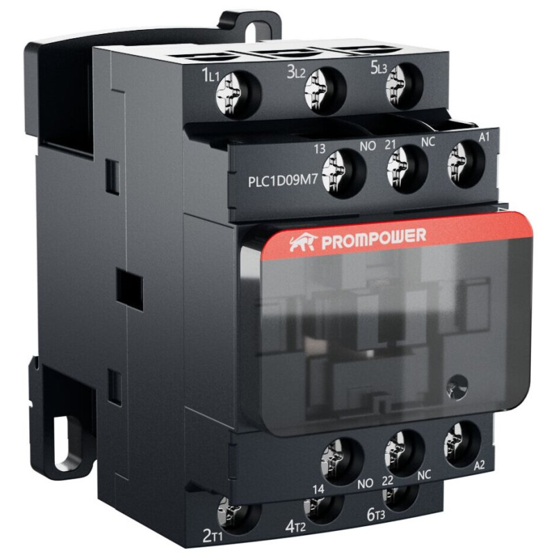 Контактор Prompower PLC1D09M7 серии Pulse, ток 9А, 3 полюса, доп контакт 1НО+1НЗ, катушка 230AC