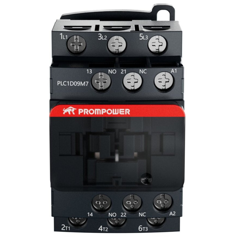 Контактор Prompower PLC1D09M7 серии Pulse, ток 9А, 3 полюса, доп контакт 1НО+1НЗ, катушка 230AC