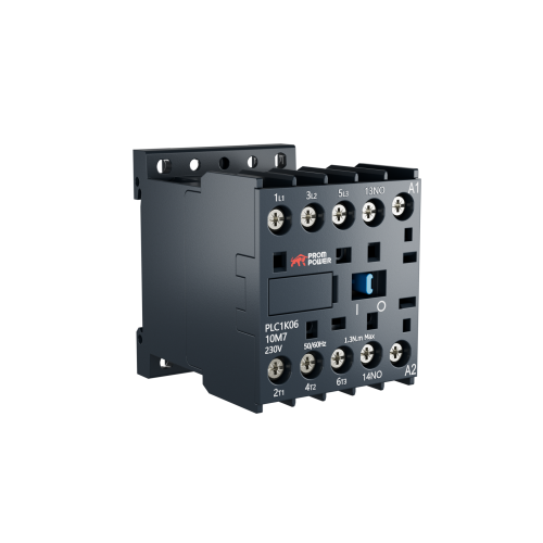 Миниконтактор Prompower PLC1K0610M7 серии Pulse, ток 6А, 3 полюса, доп контакт 1НО, катушка 230AC