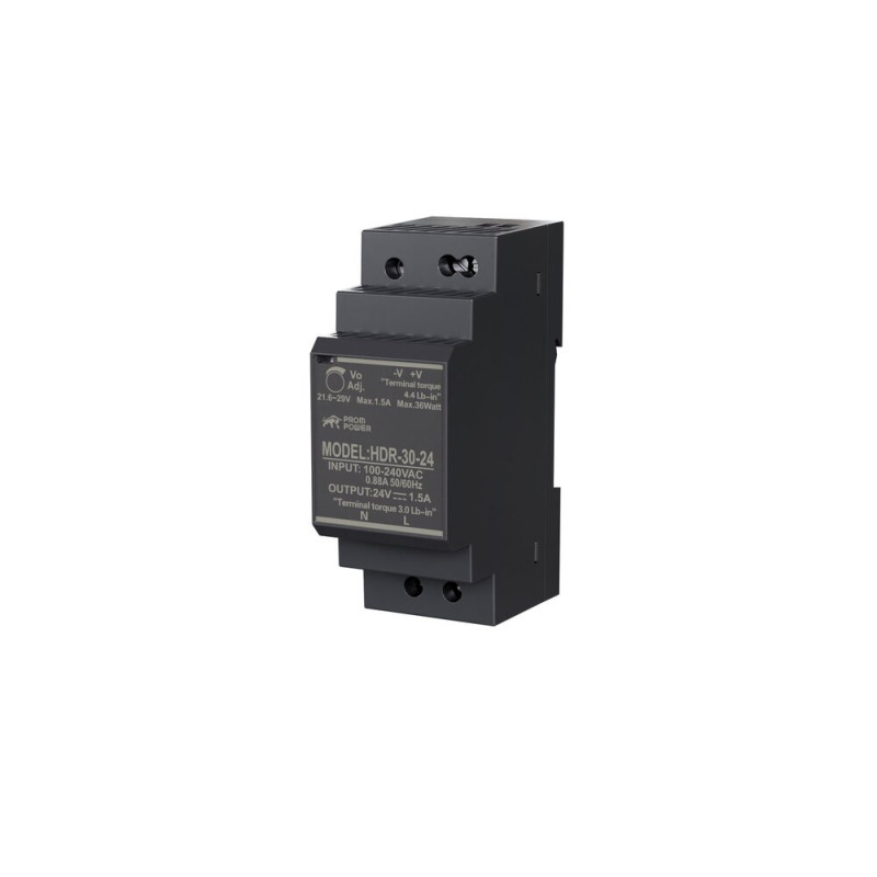 Источник питания PROMPOWER HDR-30-24, на вых. 24 В DC, 1.5А, 36Вт. Вх. 85-264В AC (120-370 В DC)