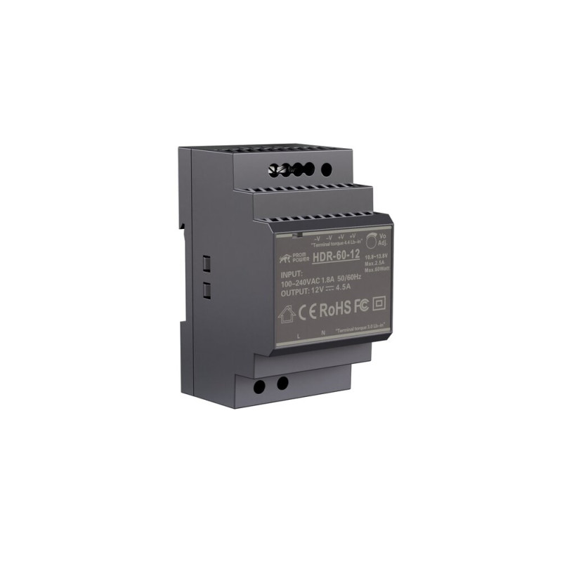 Источник питания PROMPOWER HDR-60-12, на вых. 12 В DC, 4.5А, 54Вт. Вх. 85-264В AC (120-370 В DC)
