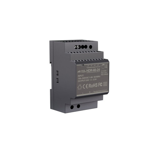 Источник питания PROMPOWER HDR-60-24, на вых. 24 В DC, 2.5А, 60Вт. Вх. 85-264В AC (120-370 В DC)